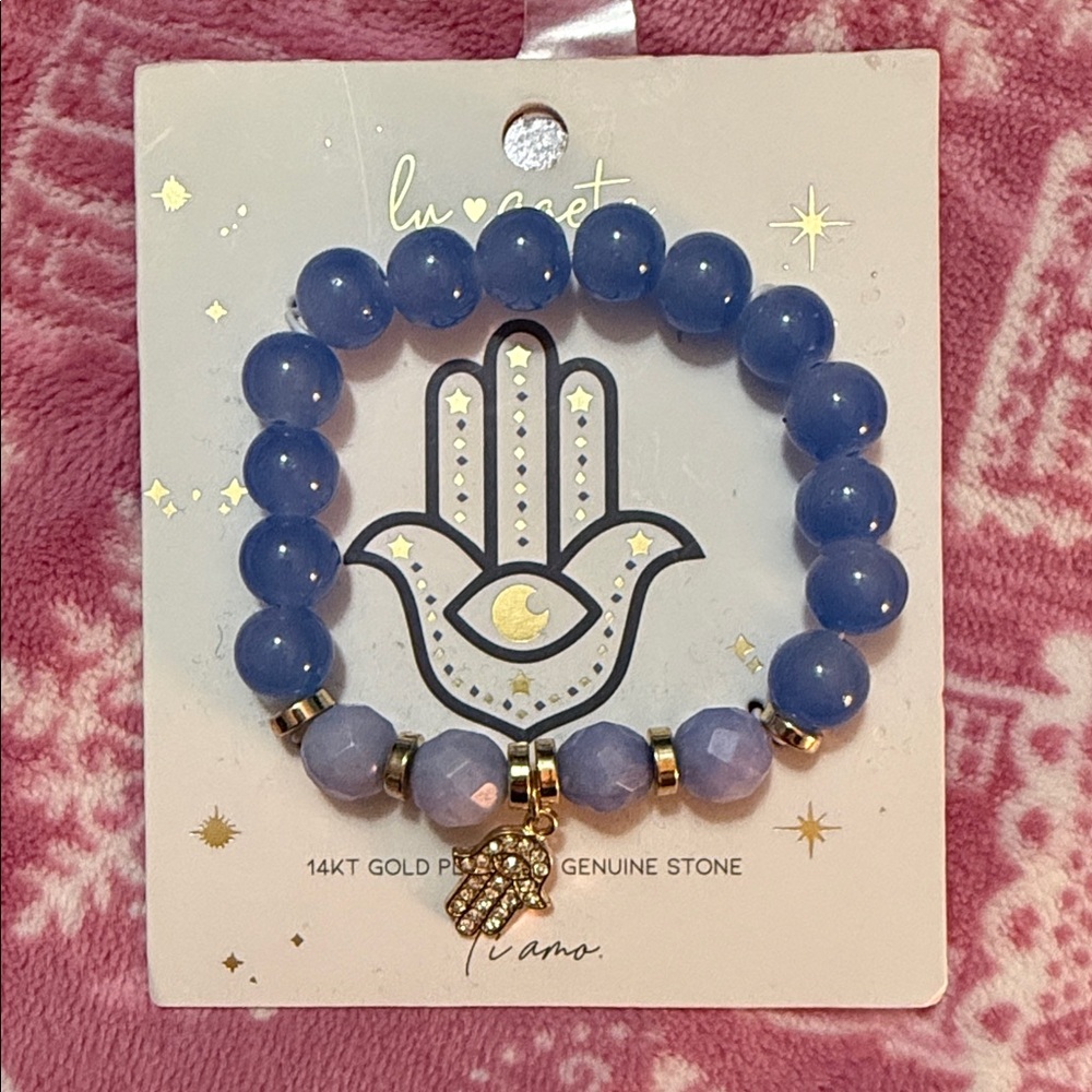 LU GAETA | 14K Gold Plated + Genuine Stone Bracelet